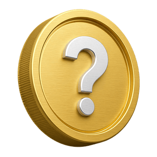 Signo de interrogación sobre una moneda de oro 3D decorativa, ubicada en la sección de preguntas frecuentes